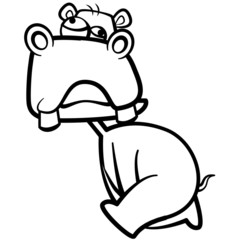 coloring humor cartoon hippo running with white background