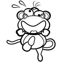 coloring humor cartoon monkey running with white background