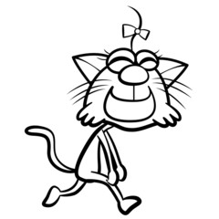 coloring humor cartoon cat running with white background