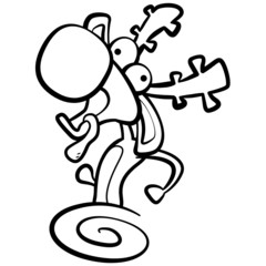 coloring humor cartoon deer running with white background