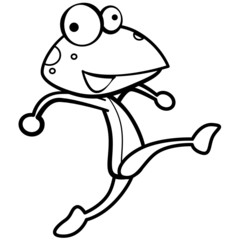 coloring humor cartoon frog running with white background