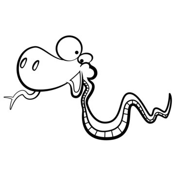 coloring humor cartoon snake running with white background
