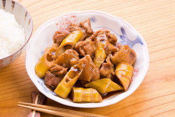 淡竹と鶏肉の照り煮