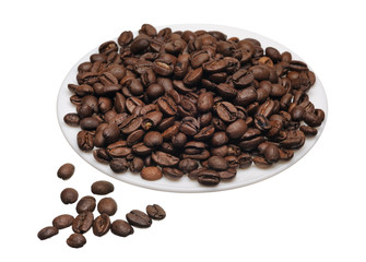 White saucer with coffee grains