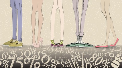 Big Sale Illustration - Hand Drawn Fashion Girl's and Boy's Legs