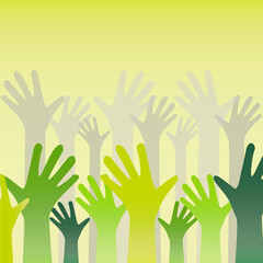 Hands raised in the air and cheering