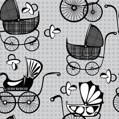 .seamless illustration retro buggy on gray background