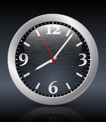 Analog clock icon on the dark background. Vector