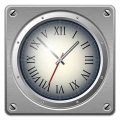 Vector analog clock on metal plate