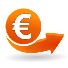 euros sur bouton web orange