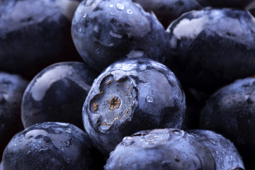 blue berries with water drops