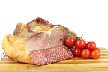 smoked ham salami and tomatoes