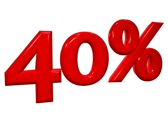 40 percent in red letters on a white background