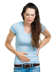 Woman suffering from tummy pain