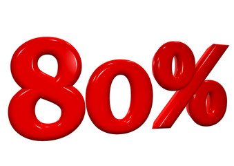 80 percent in red letters on a white background