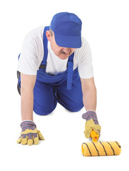 house painter is painting invisible floor