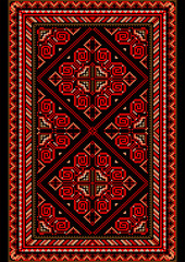 Obraz premium Bright carpet in the old style with red and burgundy shades