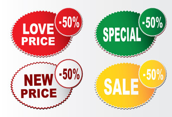 Discount labels - 50%. Vector