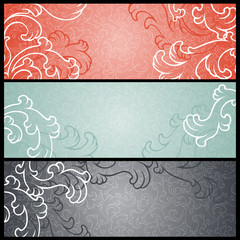 Banners with floral pattern in retro style.