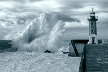 Stormy harbor