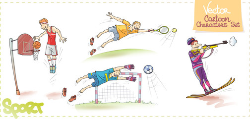 Vector Cartoon Characters Set: Sport