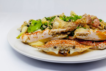 Fried crab with black pepper.