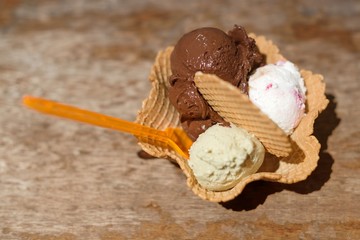 Italian ice cream in bowl