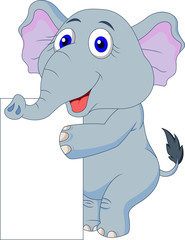 Cute elephant with blank sign