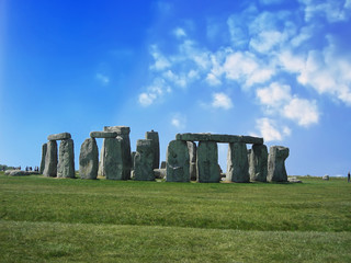 Details of Stonehenge with beautiful sky.