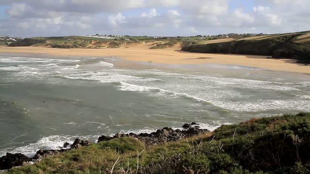 Crantock bay and beach Cornwall England