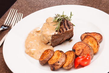 beef steak with potatoes