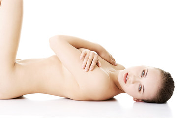 Obraz na płótnie Canvas Sexy fit naked woman with healthy clean skin