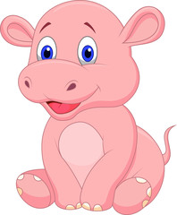 Obraz na płótnie Canvas Cute baby hippo cartoon