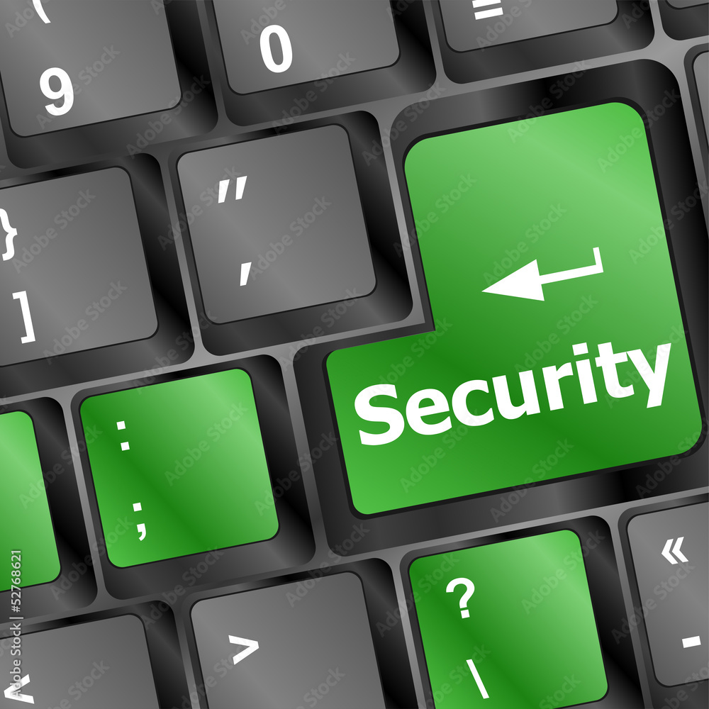 Poster security button on the computer keyboard