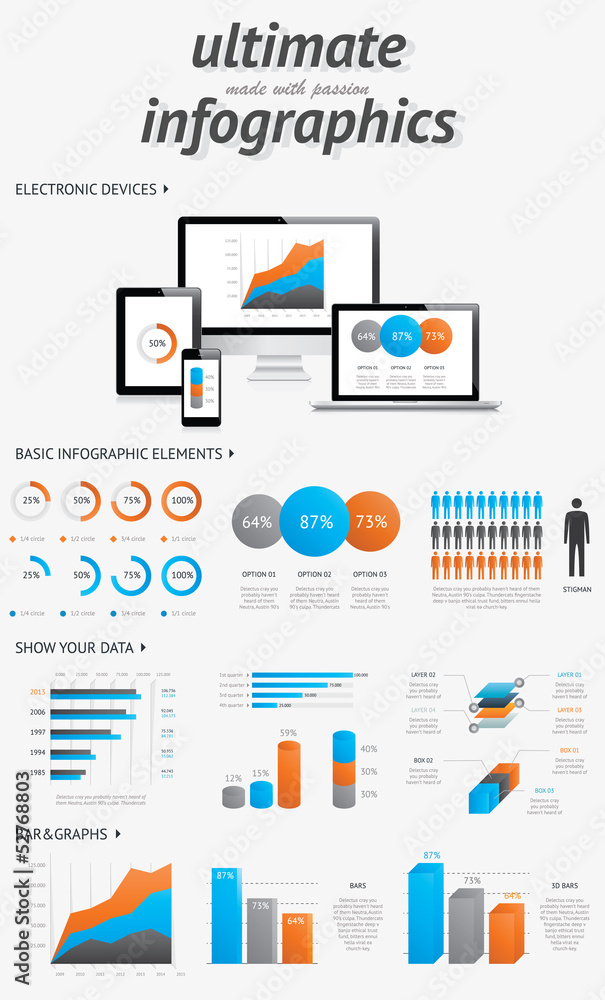 Fototapete ultimate info graphics elements set vector