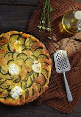 clafoutis with   zucchini and goat cheese