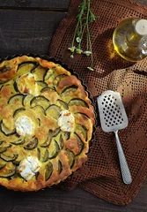 Foto op Plexiglas clafoutis with   zucchini and goat cheese © zoryanchik