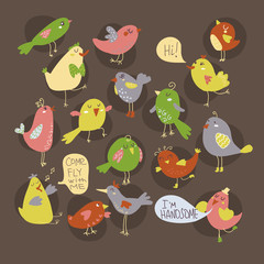 Vector set of cute birds - 52769654