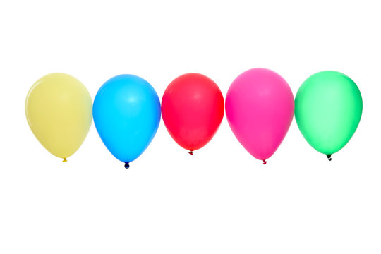 Bunte Luftballons in Reihe