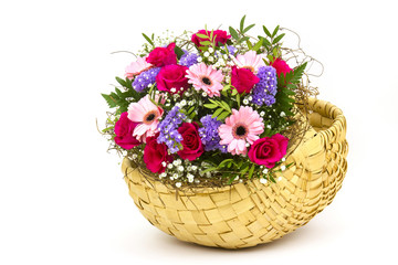 Fototapeta na wymiar colourful flowers in a basket