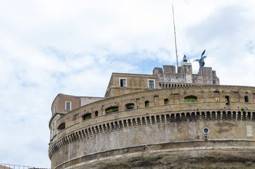 Closeup of the tower of Castel Sant'Angelo.