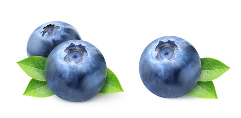 Isolated blueberry. Two images of blueberries isolated on white background