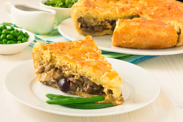 Chicken and mushrooms pie with vegetables