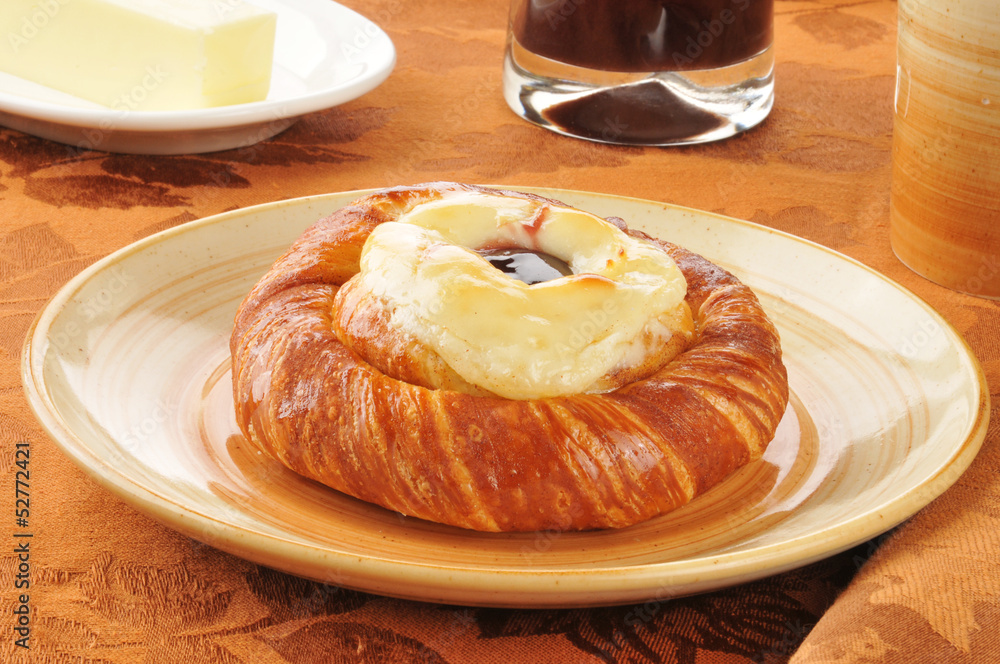 Canvas Prints cheese danish with coffee and juice