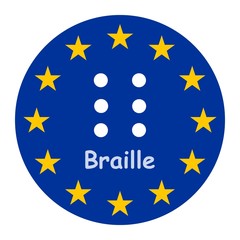 Symbole du Braille dans drapeau européen