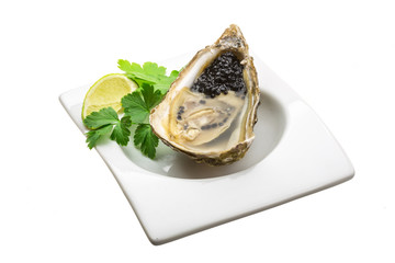Oysters with black cavair
