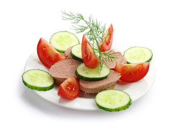 Sandwich with liverwurst, cucumber and tomato