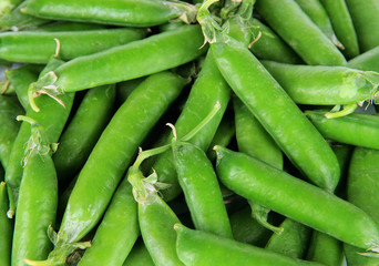 Sweet green peas close-up