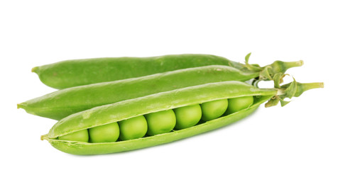 Sweet green peas isolated on white