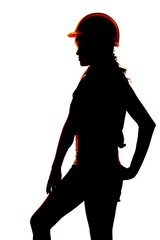 silhouette of woman construction hand hip